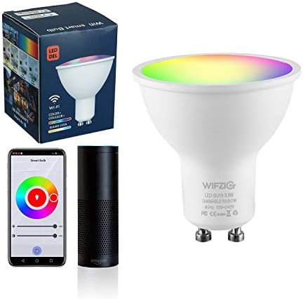 WIFZIG GU10 Smart LED Крушки, RGB+CW Смяна на цвят,Съвместимост с Alexa и Google Assistant, 2700-6500 До,Многоцветен