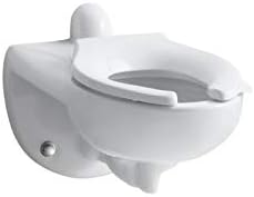 Kingston Wall-Mounted 1.6 or 1.28 GPF Flushometer Valve Тоалетна чиния с задния вход, Без седло, Бял